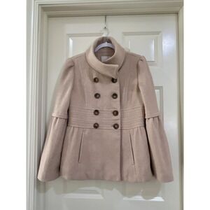 Ann Taylor LOFT Beige Brushed Wool Bell Sleeve Coat Size 6